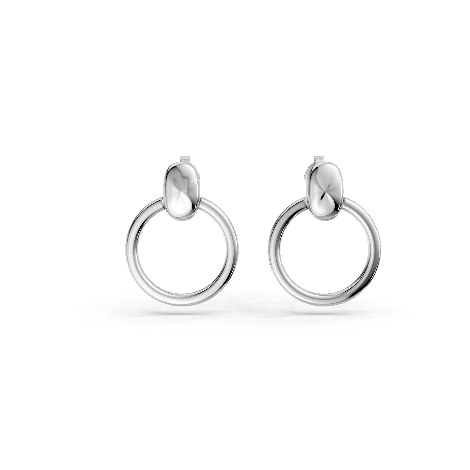 White gold round earrings