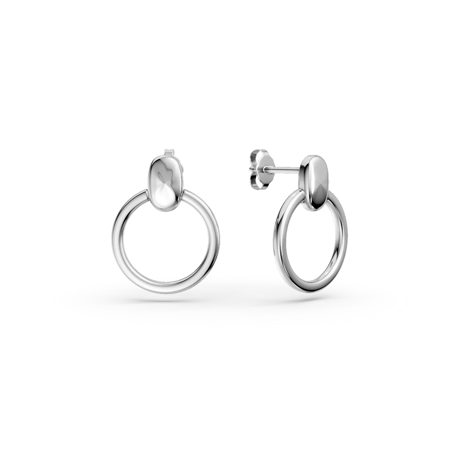 Cercei rotunzi din aur alb