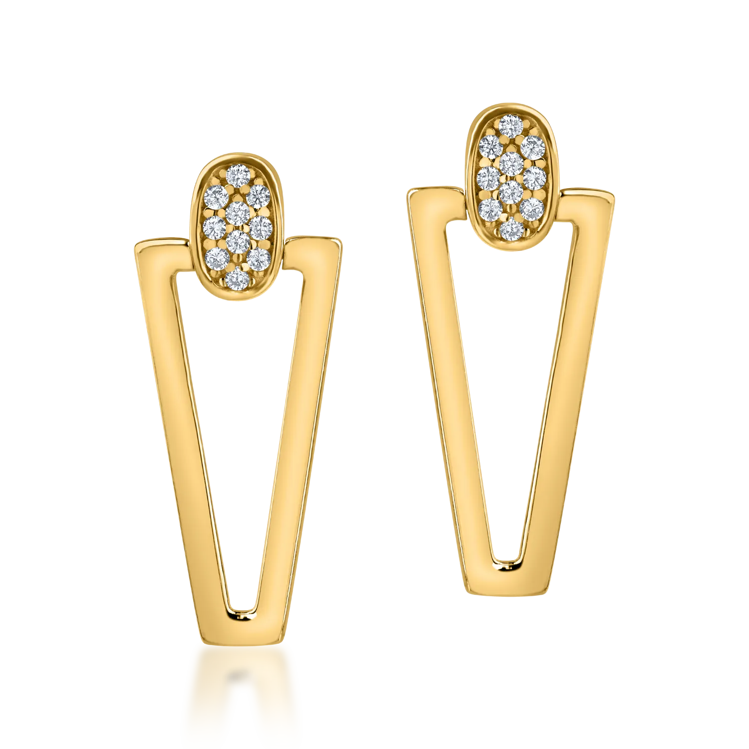 Yellow gold geometric earrings with zirconia