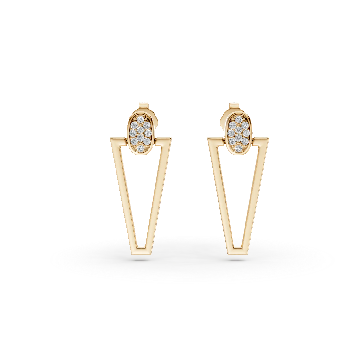 Yellow gold geometric earrings with zirconia