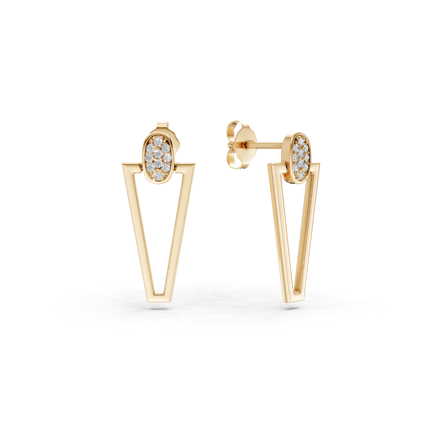 Cercei geometrici din aur galben cu zirconii