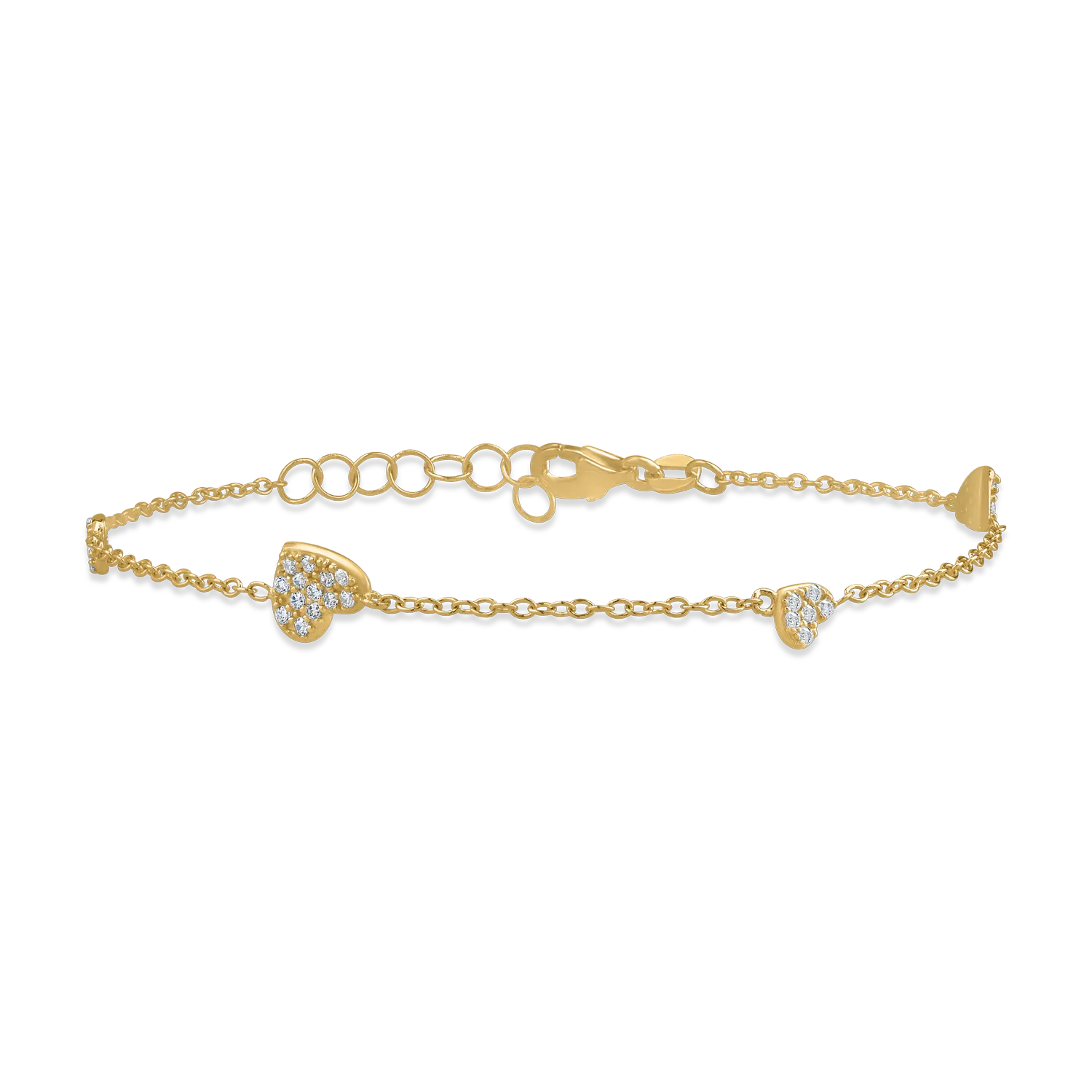 Yellow gold heart bracelet with zirconia