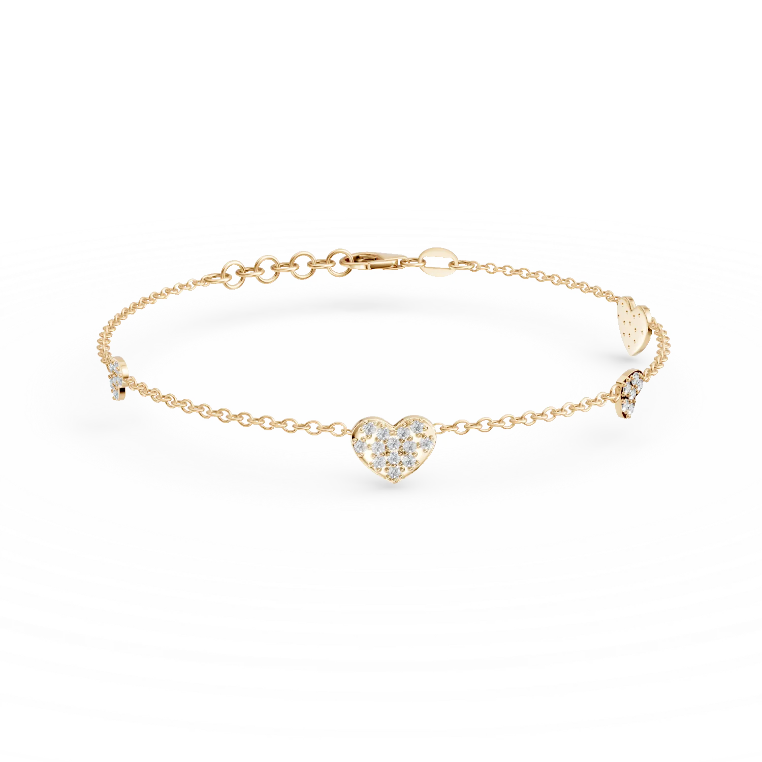 Yellow gold heart bracelet with zirconia-171391