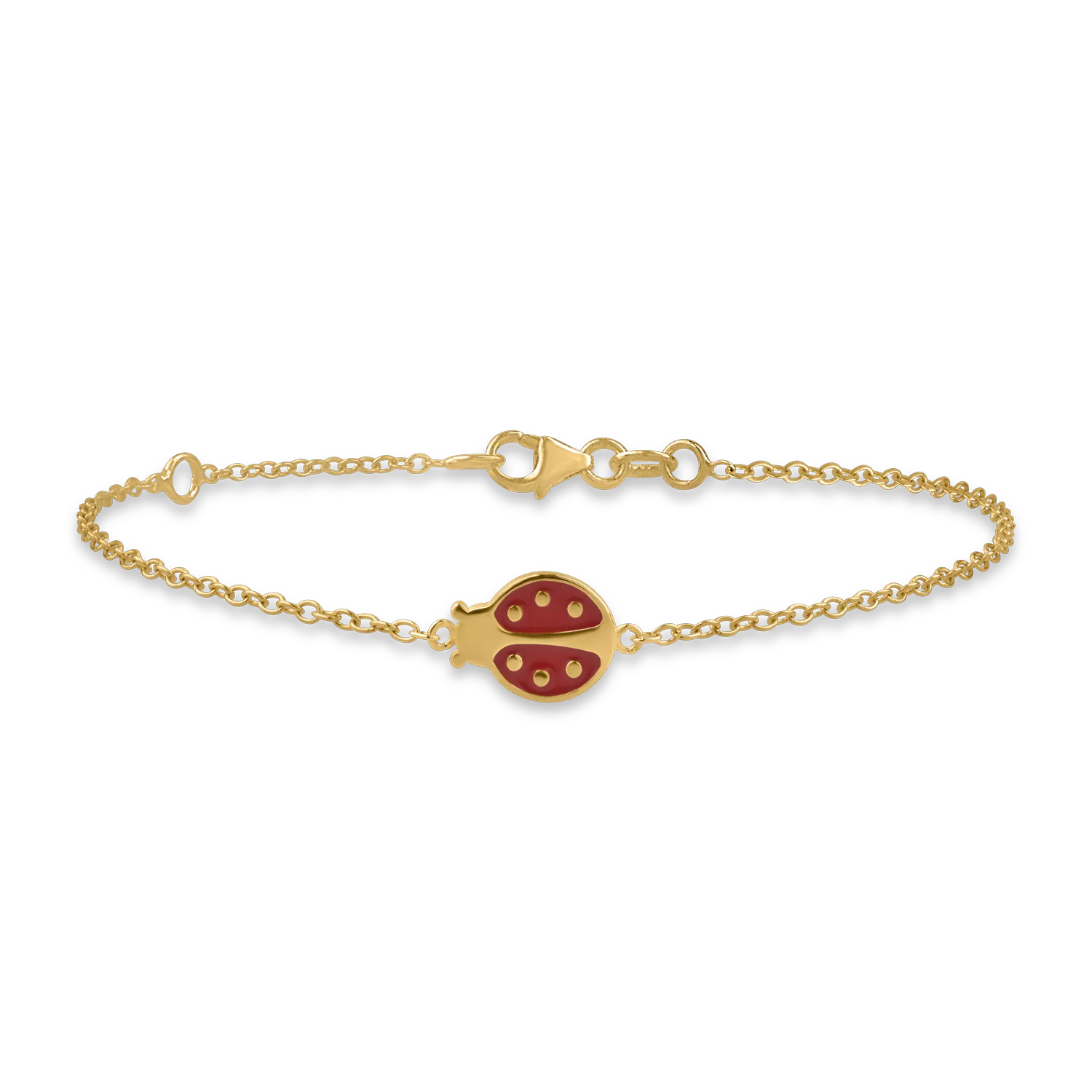 Yellow gold ladybug pendant children's bracelet