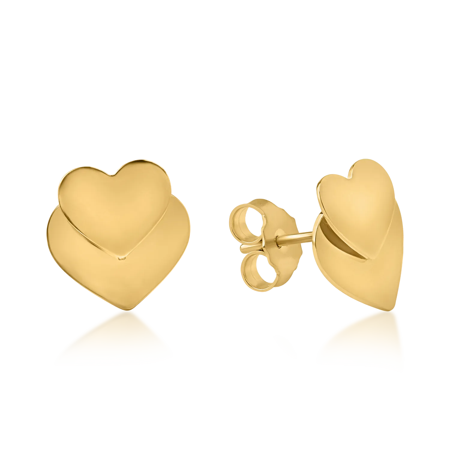 Kolczyki serca z żółtego złota