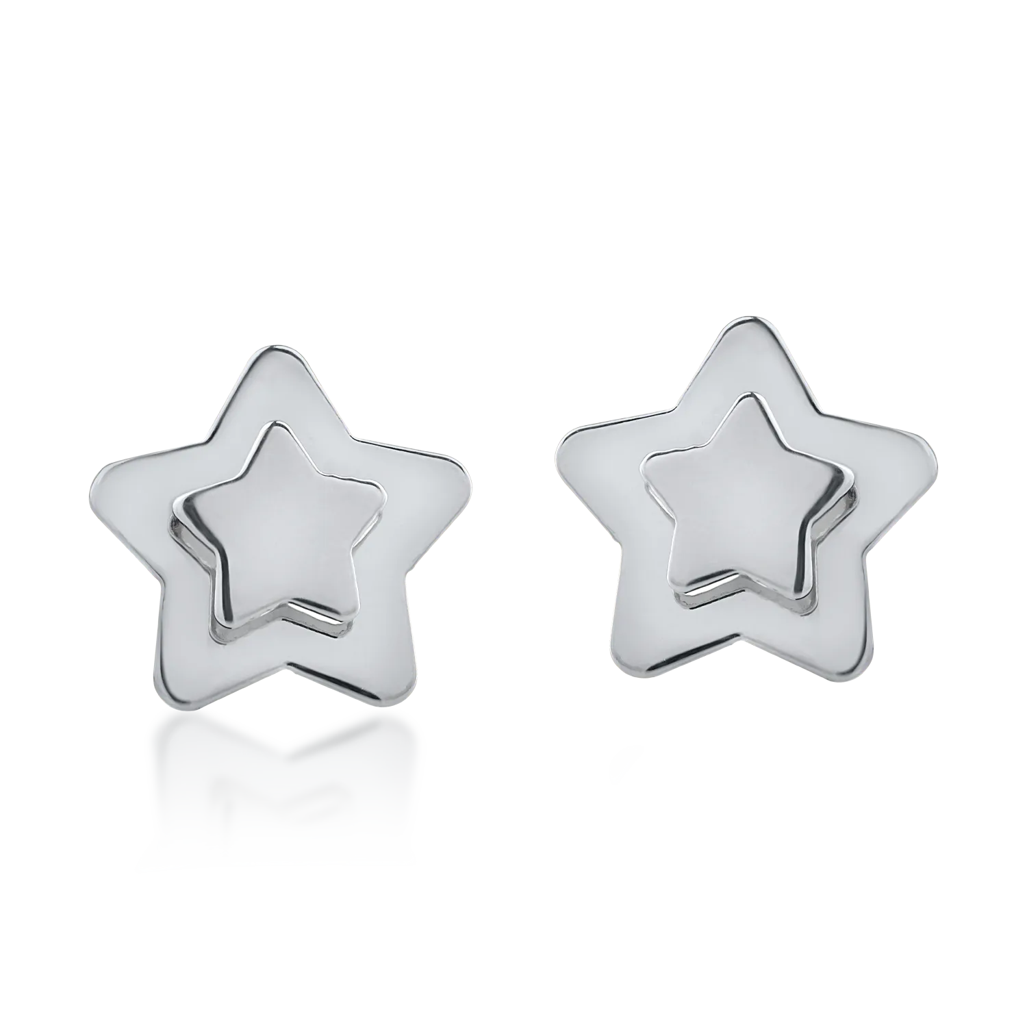 White gold star earrings