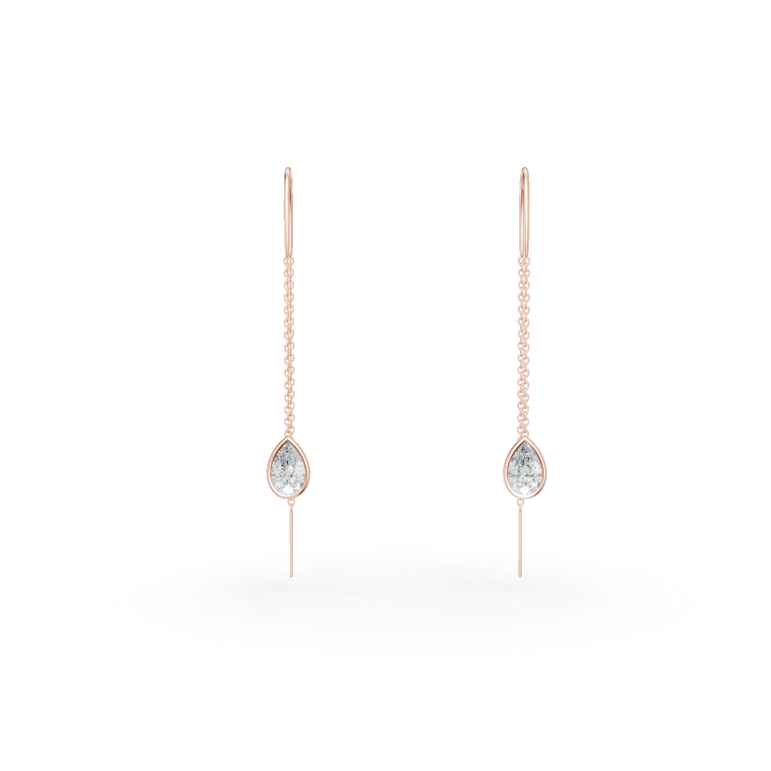 Rose gold long earrings with zirconia