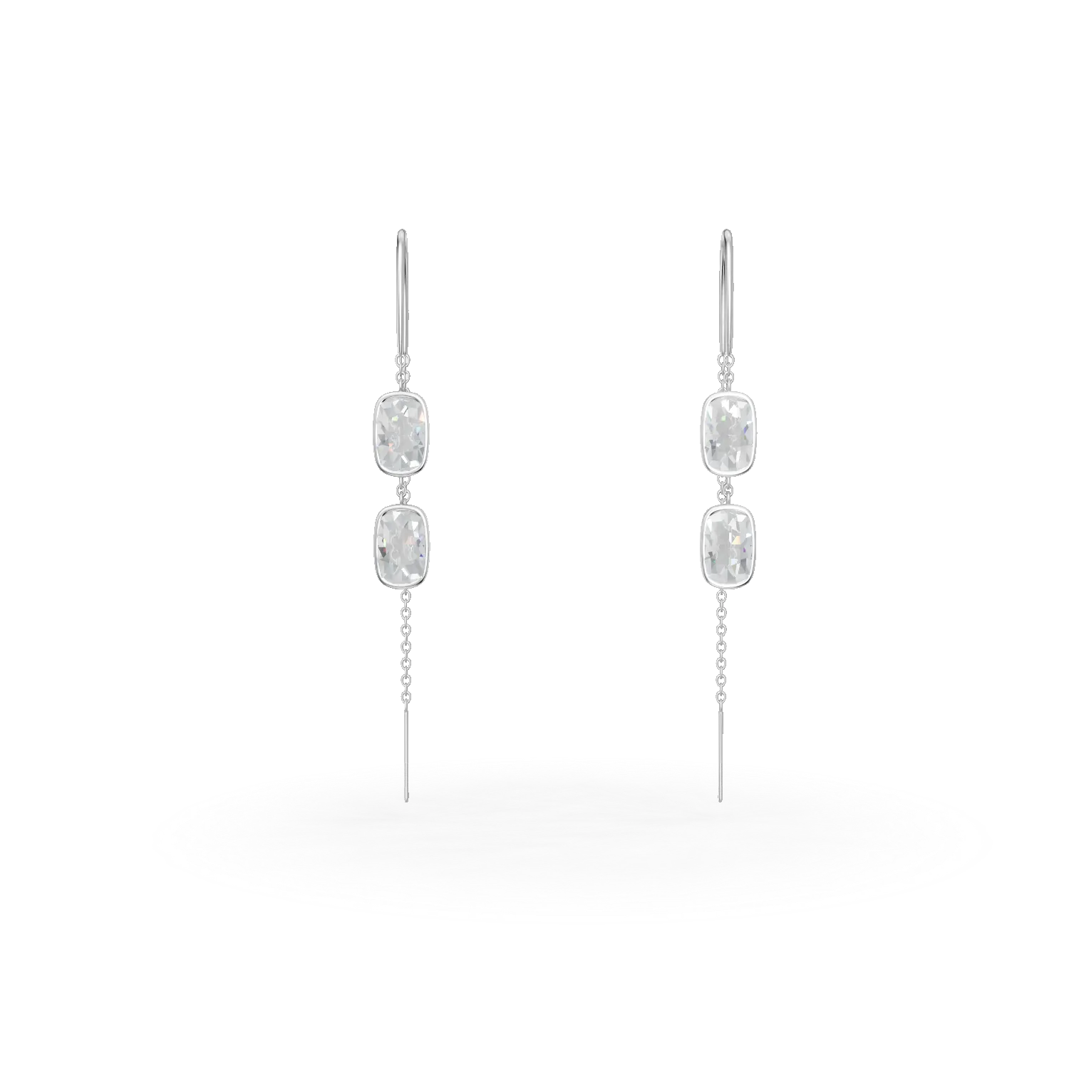 Cercei lungi din aur alb cu zirconia