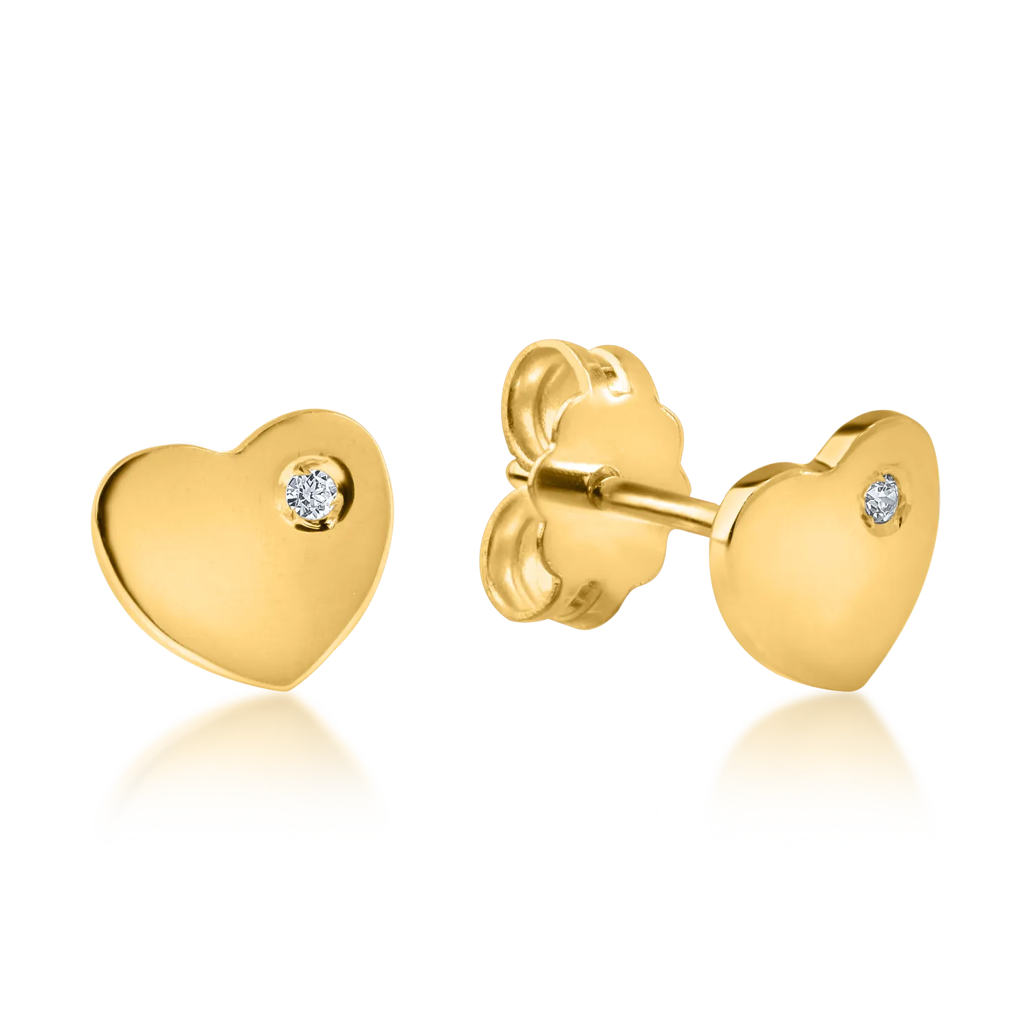 Yellow gold heart children's earrings