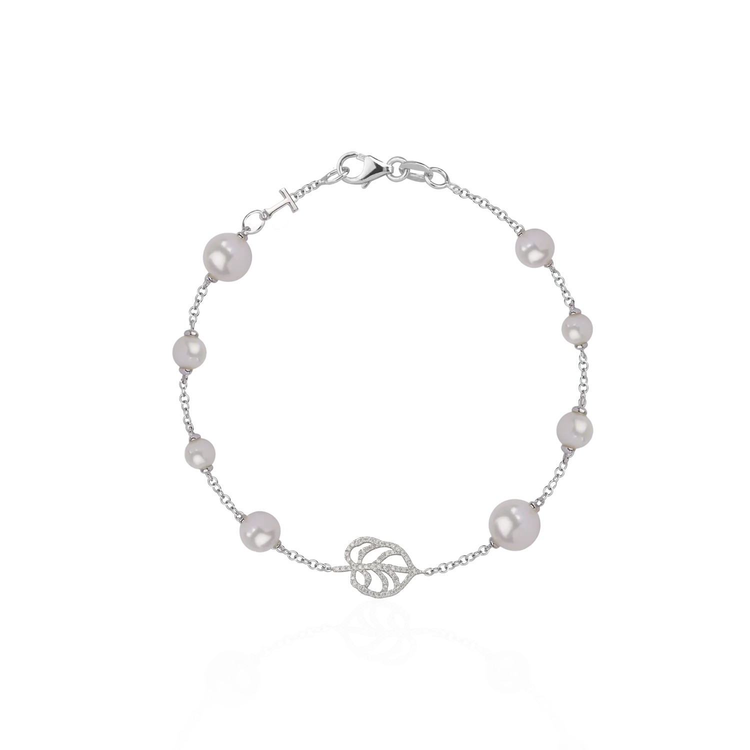 Bratara din aur alb cu perle de cultura de 18.8ct si diamante de 0.3ct