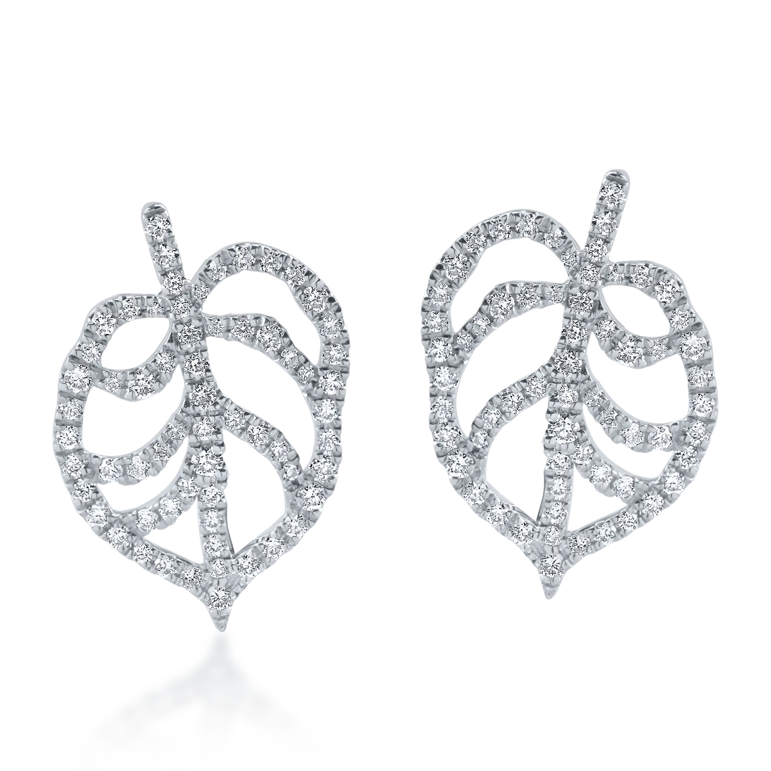 Cercei din aur alb cu perle de cultura de 7.5ct si diamante de 0.6ct