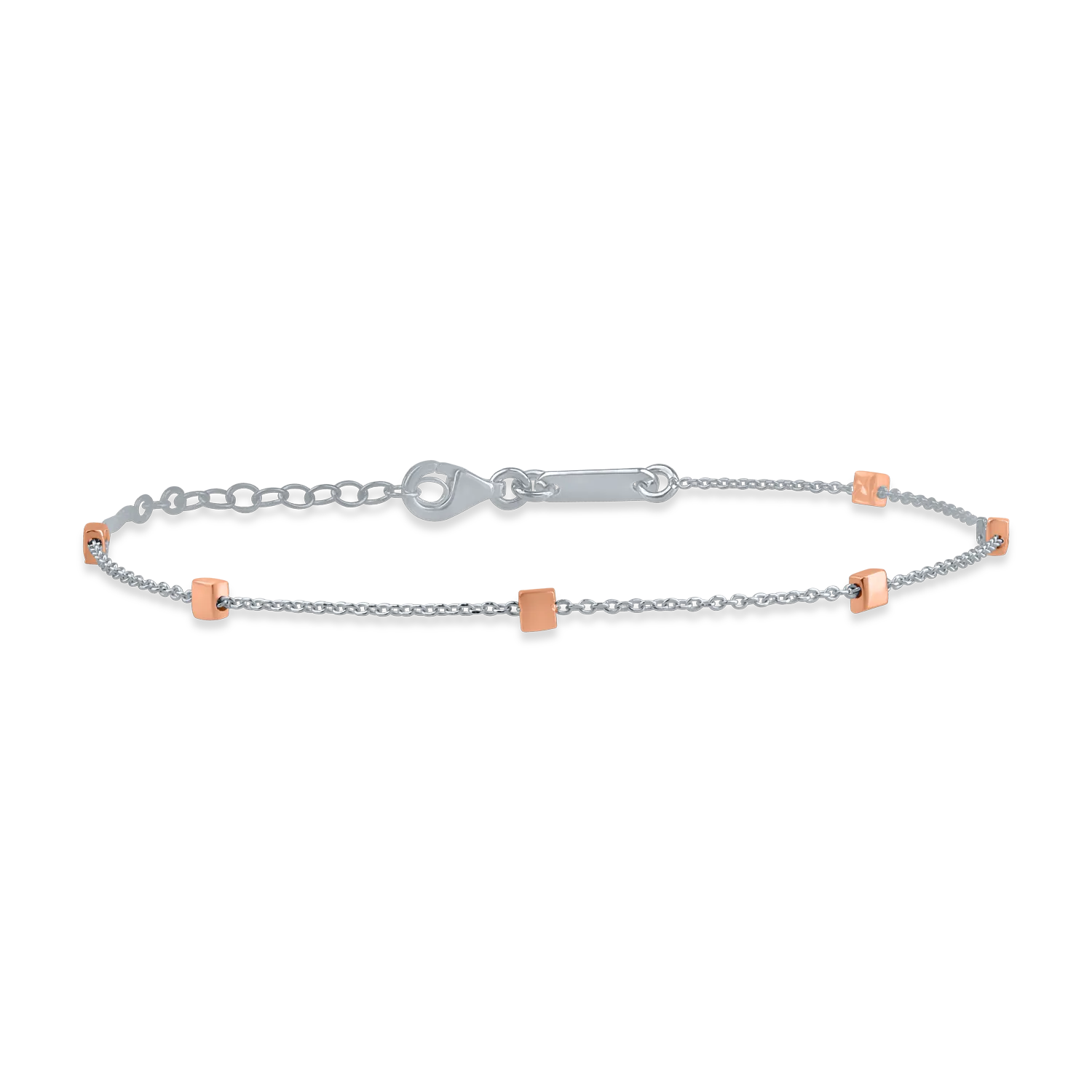 White-rose gold bracelet with geometric inserts