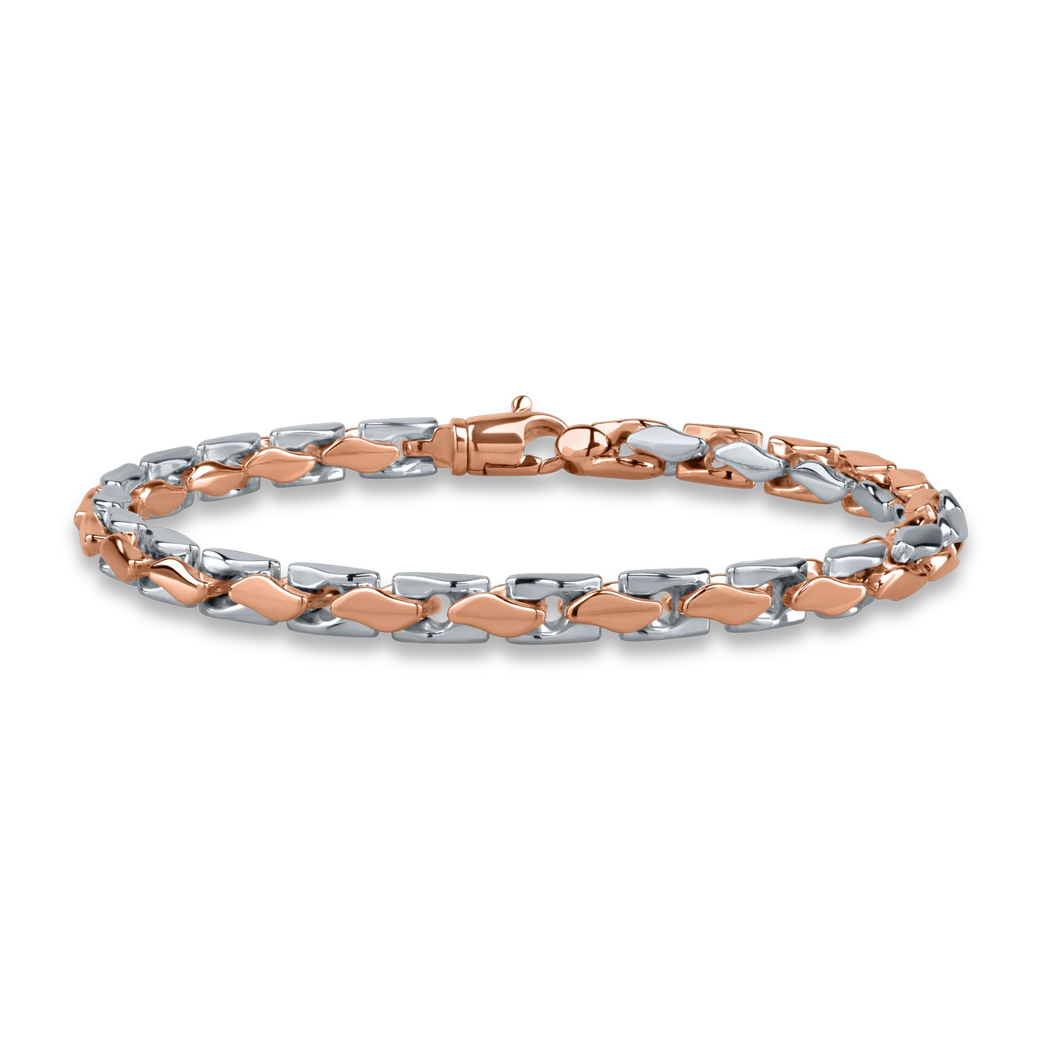 White-rose gold men's bracelet