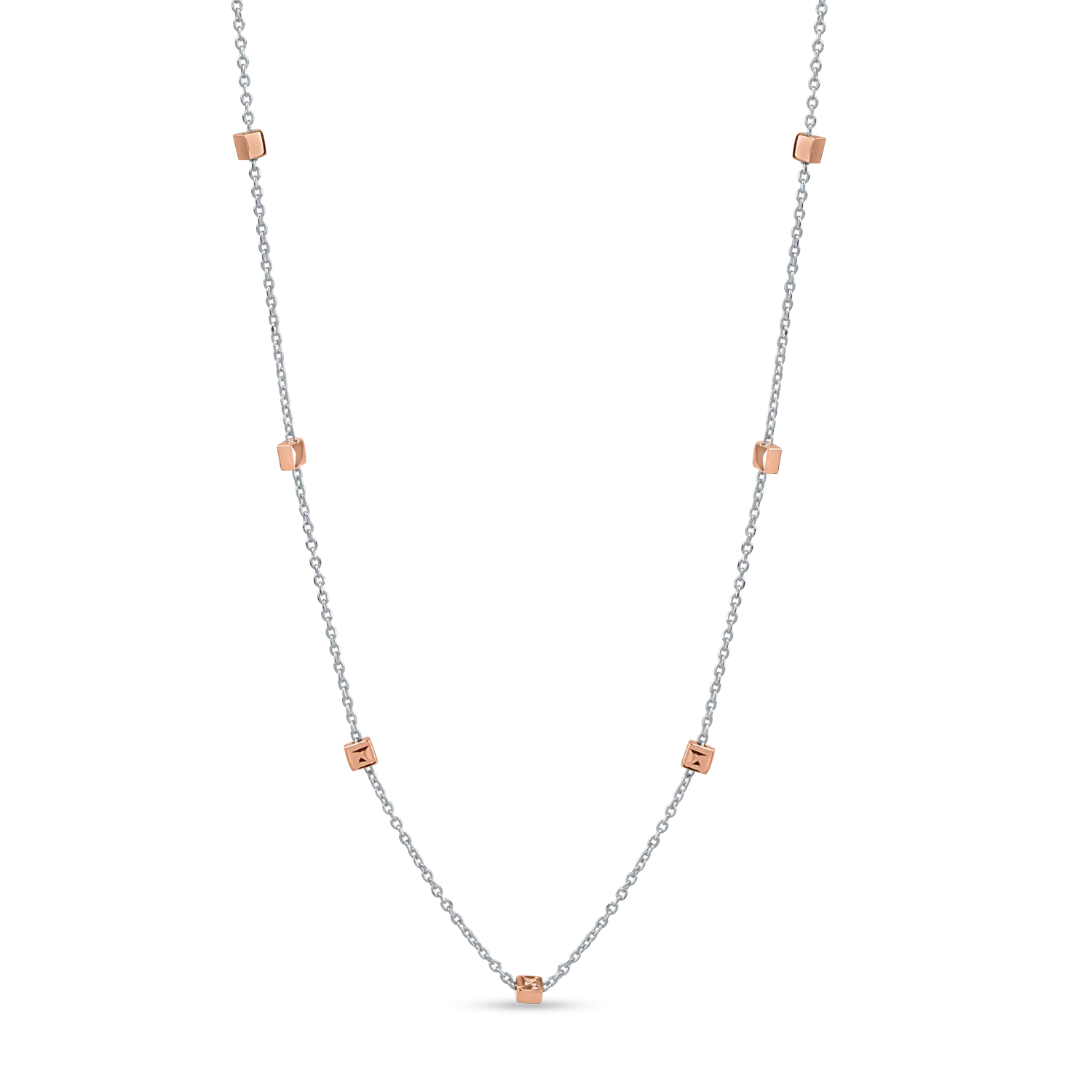 White-rose gold necklace with geometric inserts