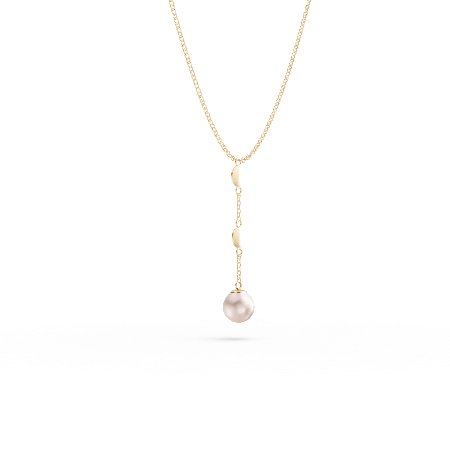 Yellow gold synthetic pearl pendant necklace