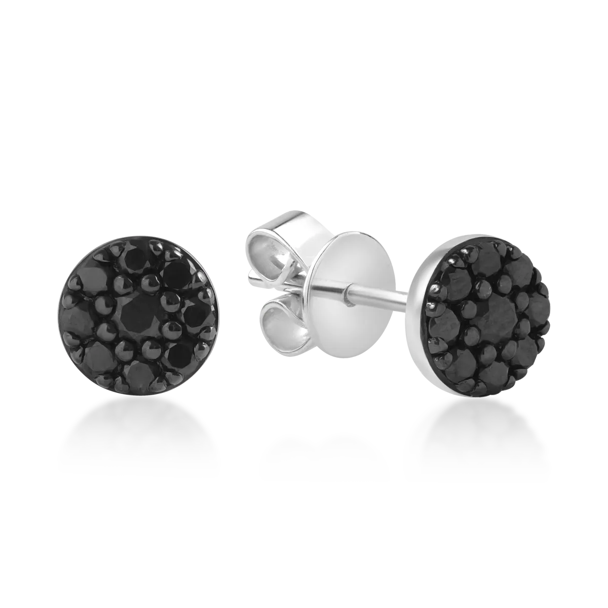 Cercei din aur alb cu diamante negre de 0.2ct