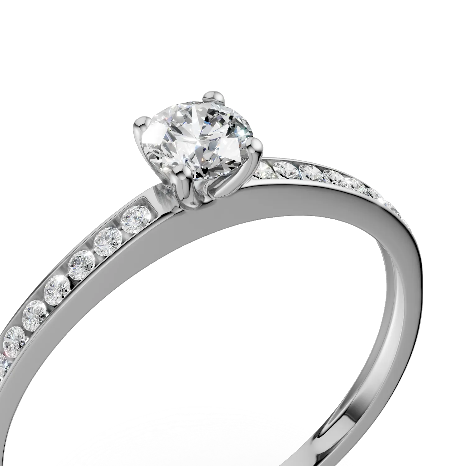 White gold solitaire pave engagement ring with zirconia