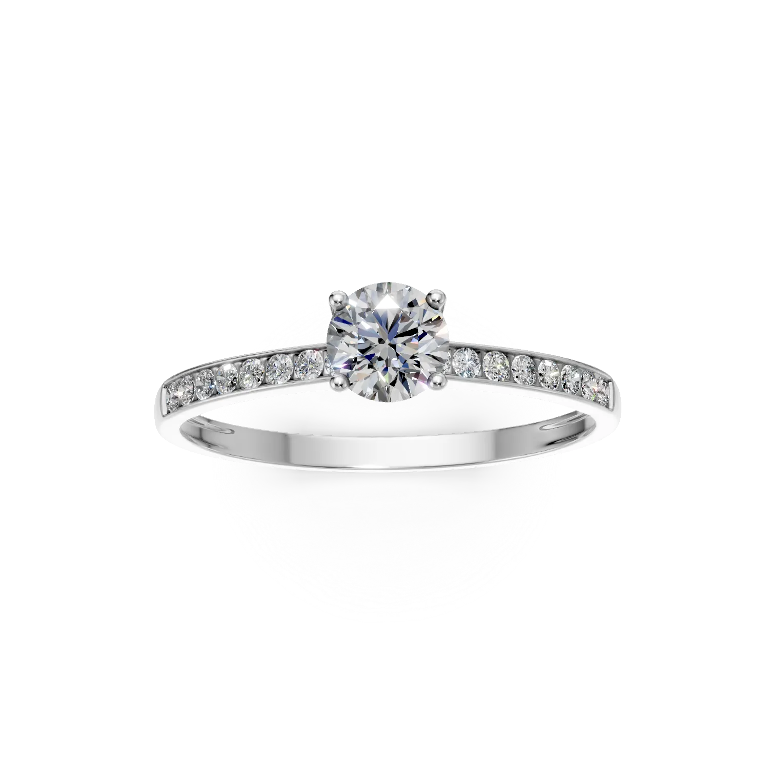 Inel de logodna solitaire pave din aur alb cu zirconii