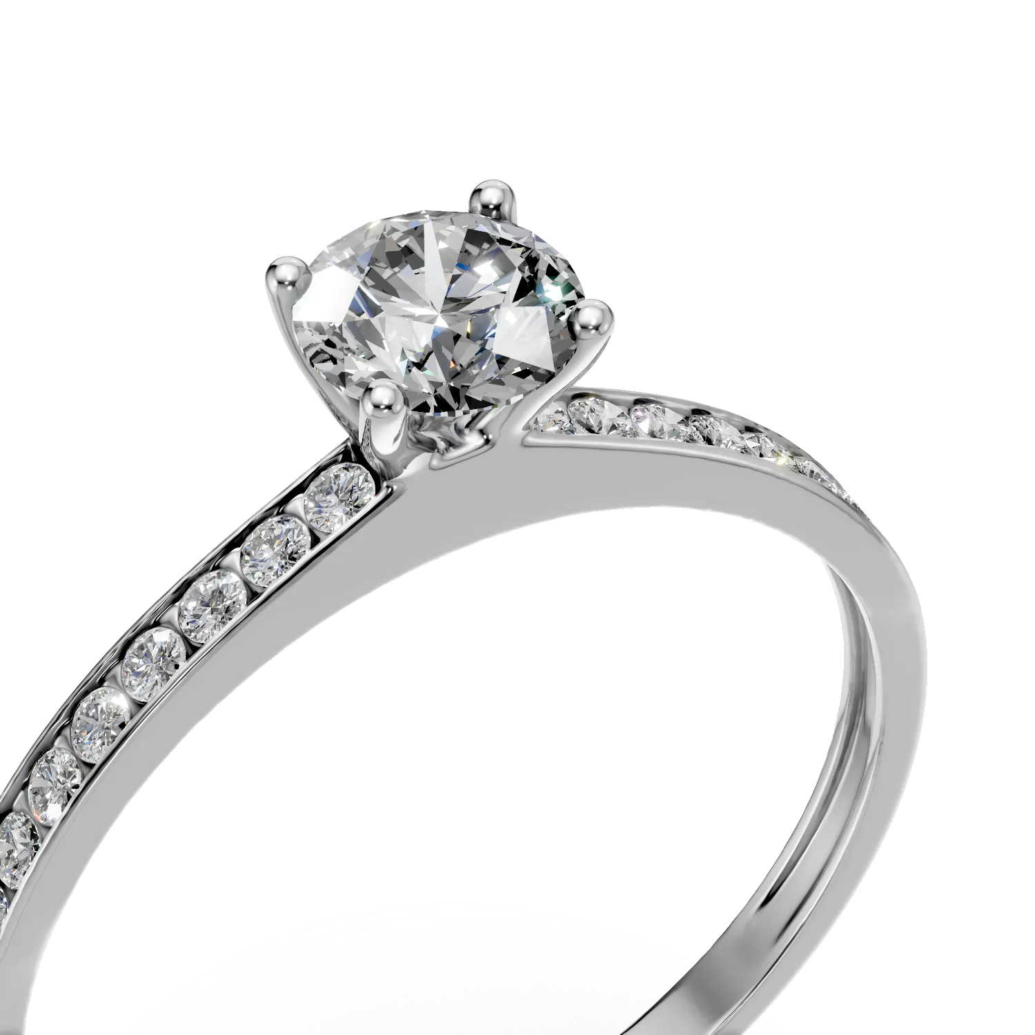 Inel de logodna solitaire pave din aur alb cu zirconii