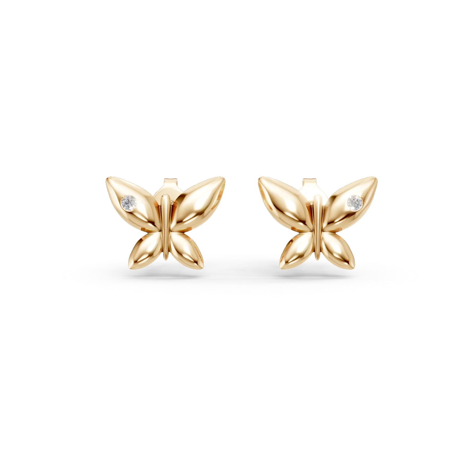Обеци пеперуди от жълто злато с 0.006кт диаманти