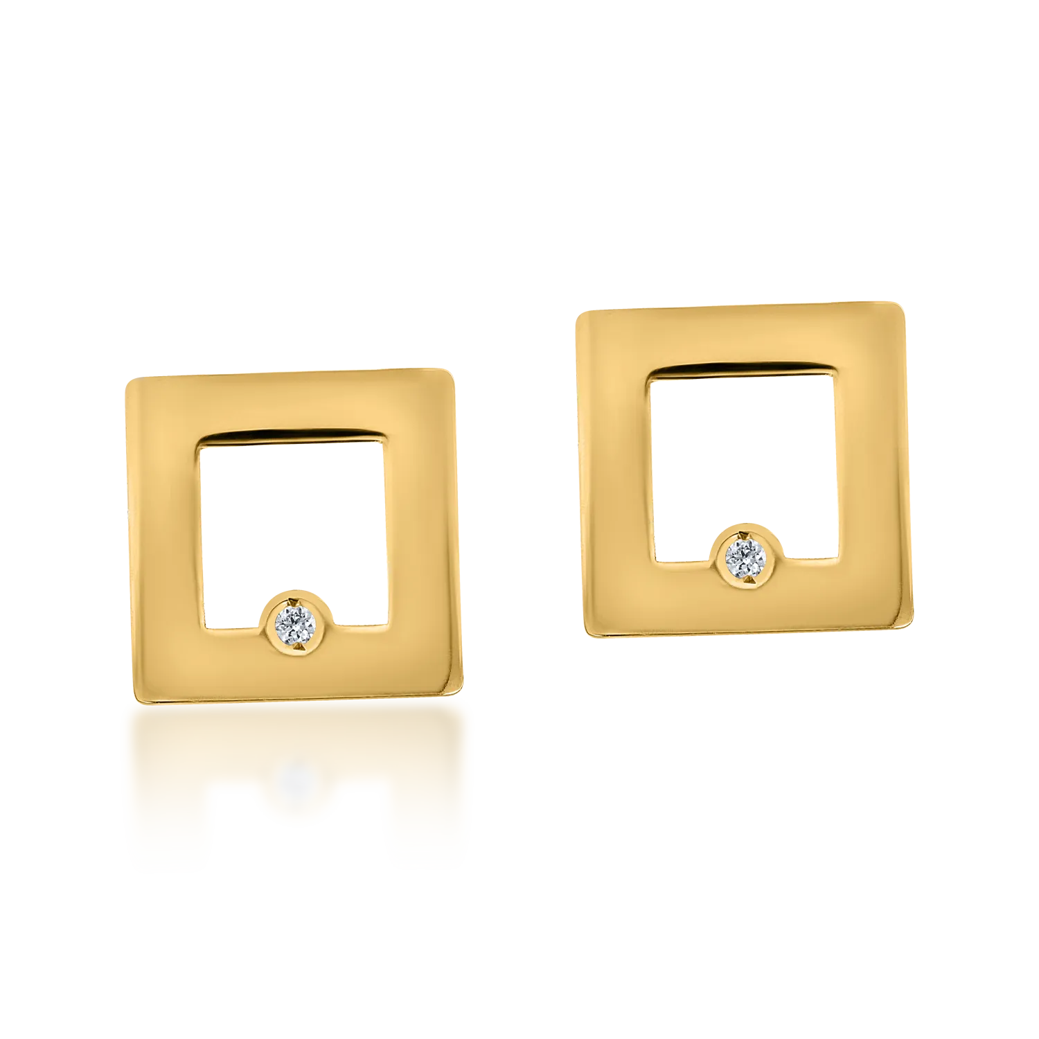 Yellow gold geometric earrings with 0.005ct diamonds