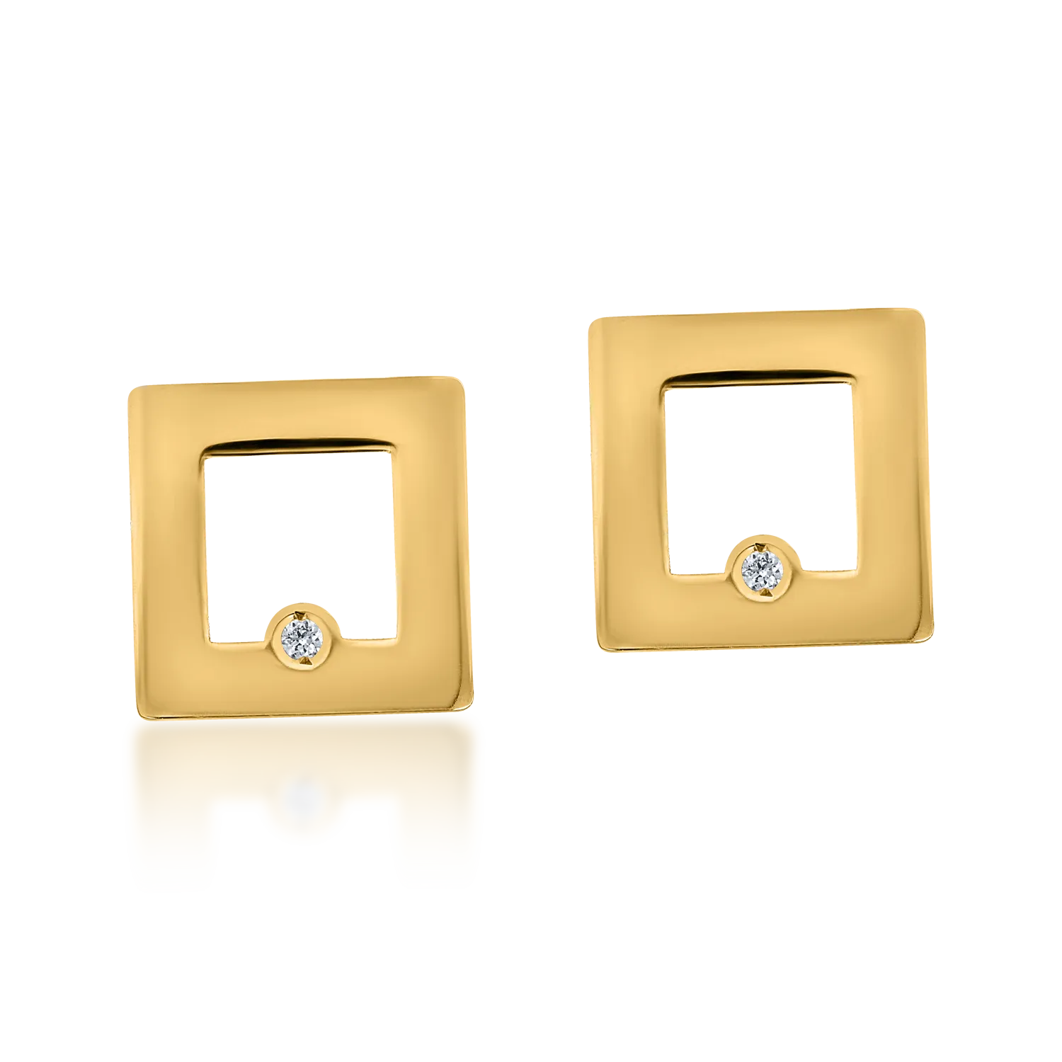 Yellow gold geometric earrings with 0.005ct diamonds-171809