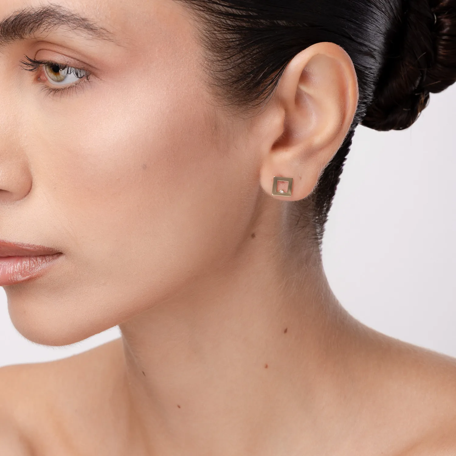 Cercei geometrici din aur galben cu diamante de 0.005ct — imaginea 6