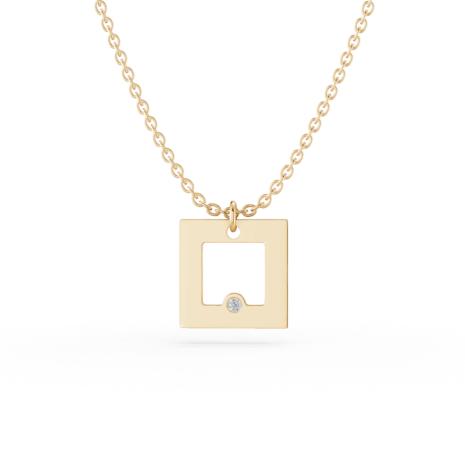 Teilor Lant cu pandantiv geometric din aur galben cu diamant de 0.005ct