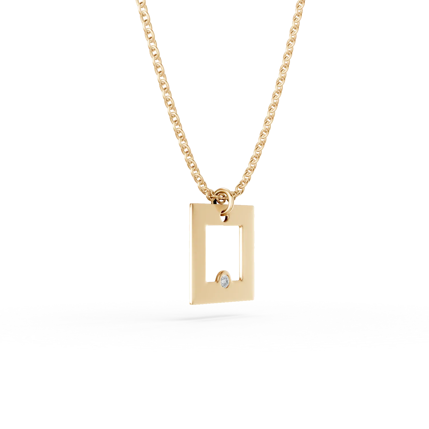 Naszyjnik z geometrycznym wisiorkiem z żółtego złota z diamentem o masie 0.005ct