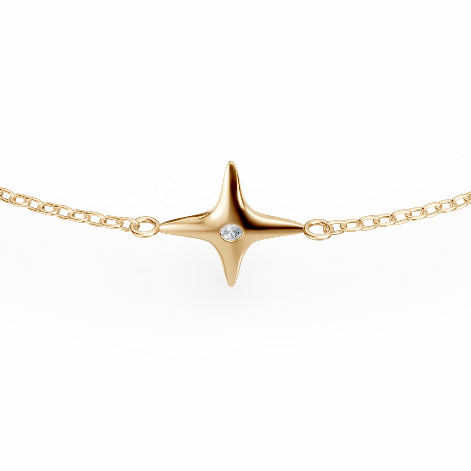 Yellow gold bracelet with star pendant and 0.006ct diamond