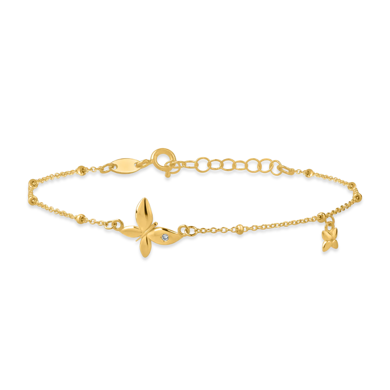 Yellow gold bracelet with butterfly pendant and 0.006ct diamond-171816