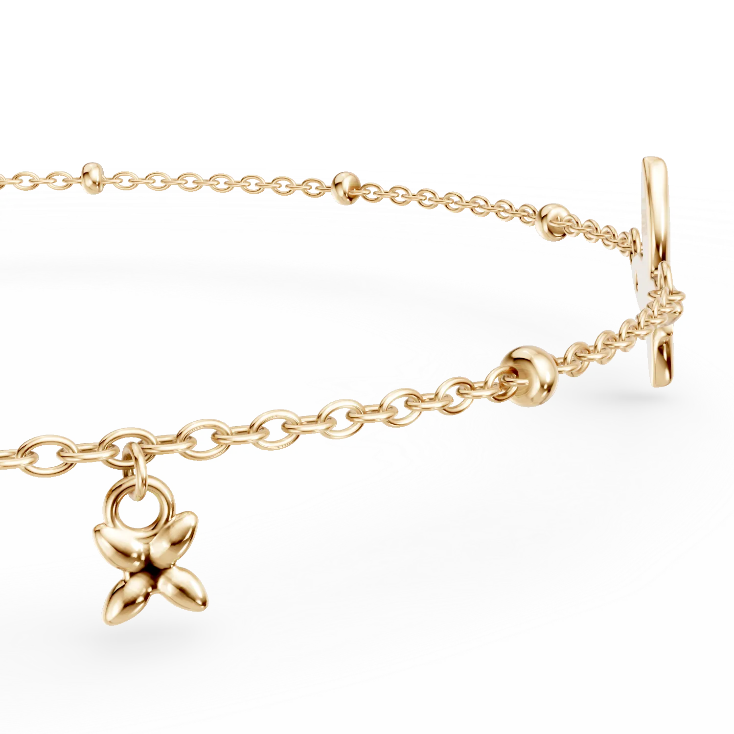 Bratara din aur galben cu pandantiv fluture si diamant de 0.006ct - imagine 2