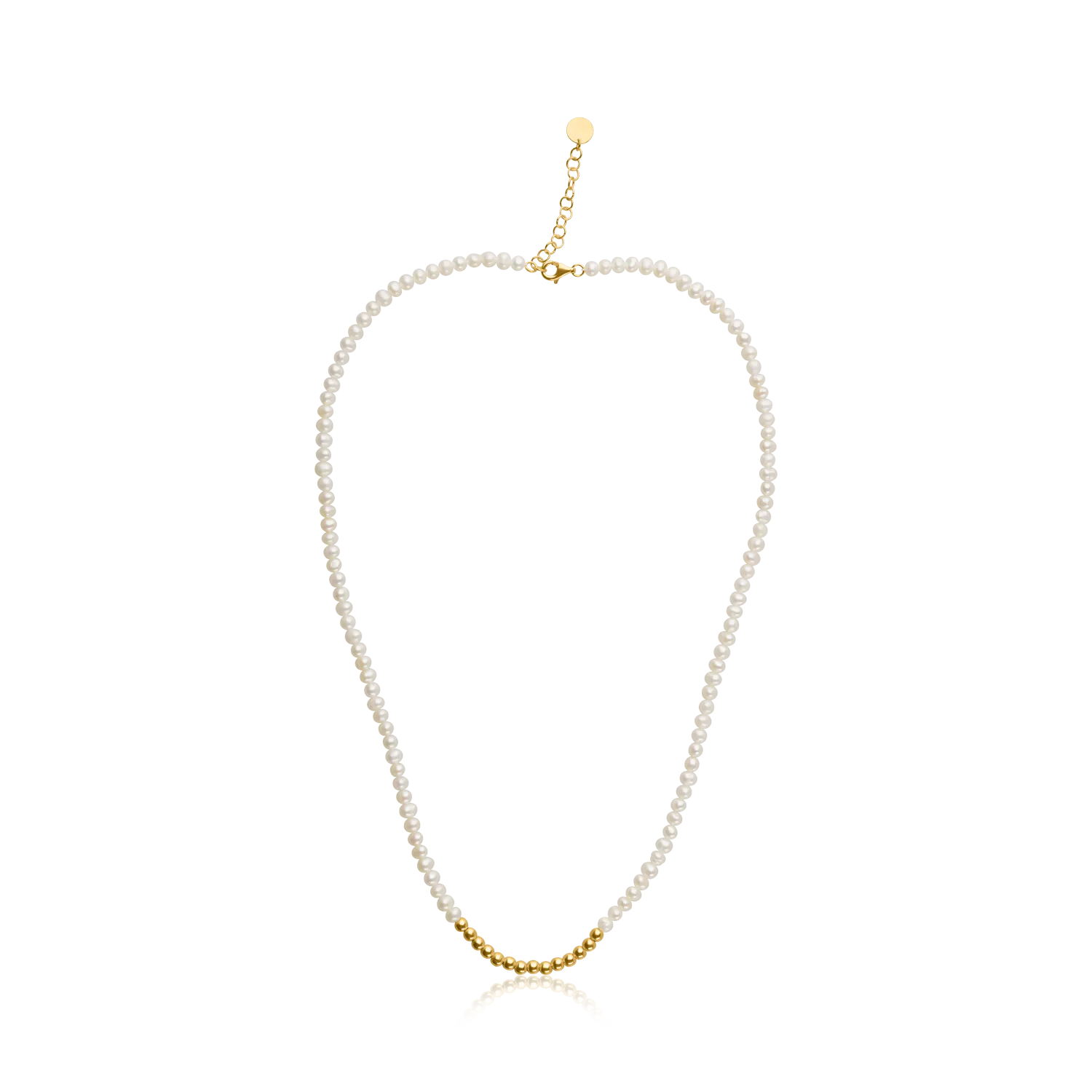 Yellow gold necklace with natural pearls-171823
