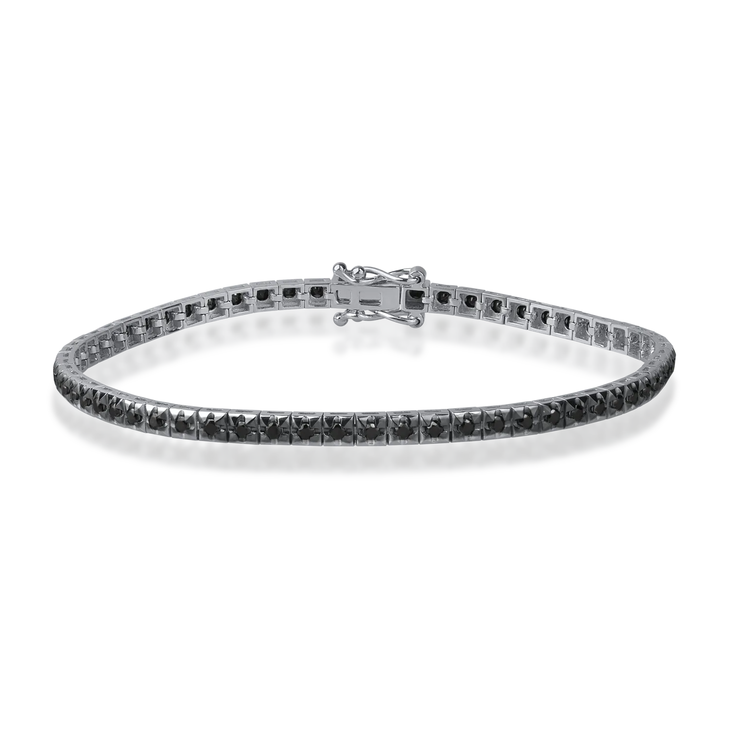 Teilor Bratara tennis din aur alb cu diamante negre de 1ct