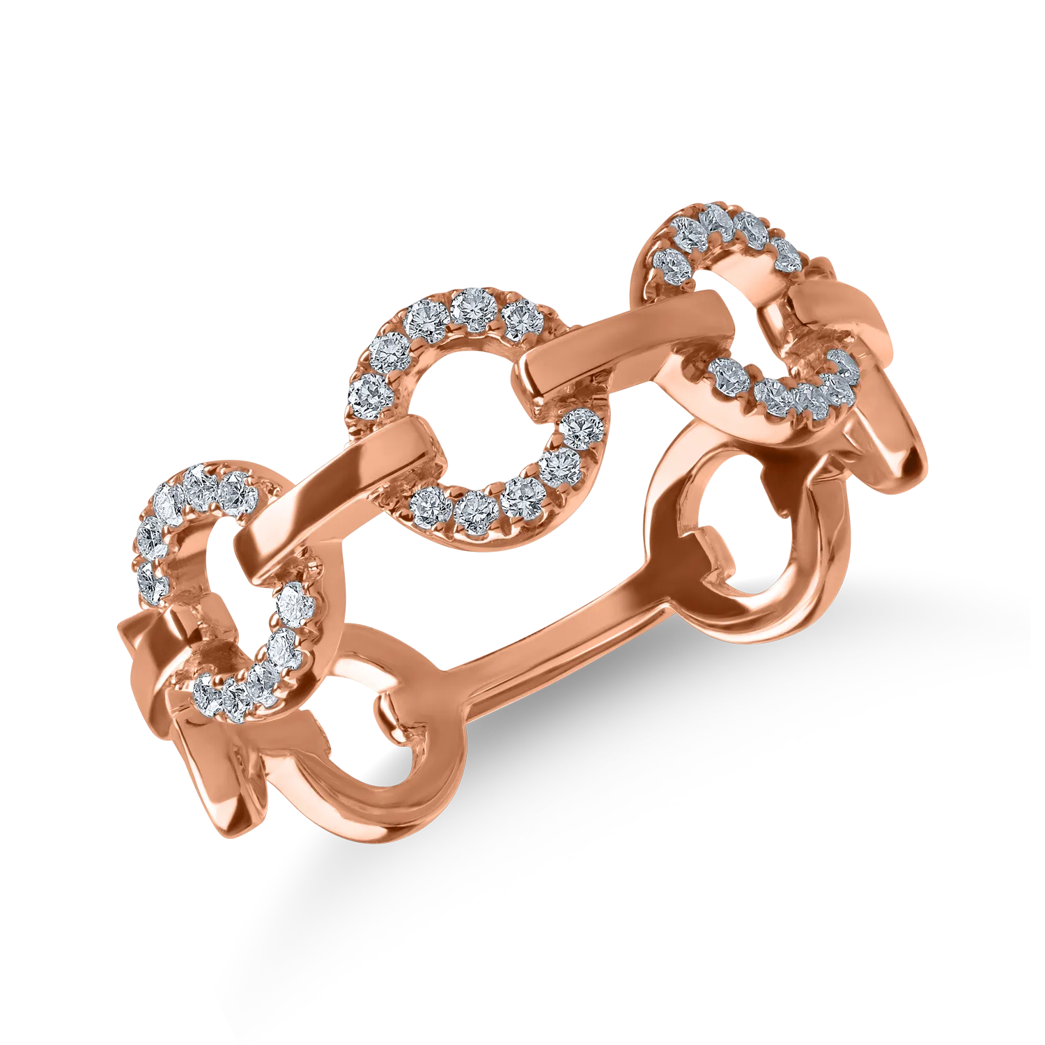 Microsetting ring with rose gold links and 0.15ct diamonds
