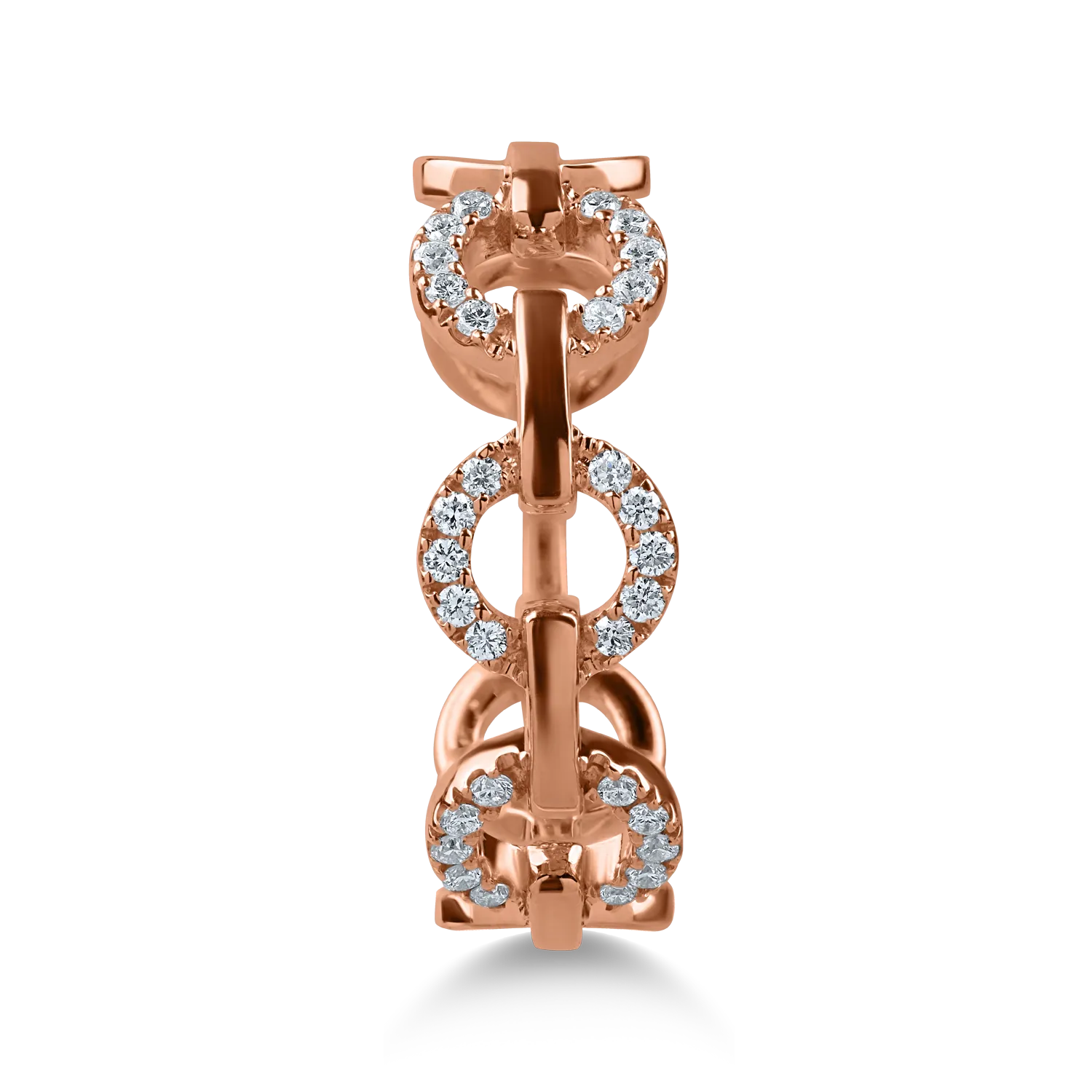 Микросетов пръстен с връзки от розово злато и 0.15кт диаманти