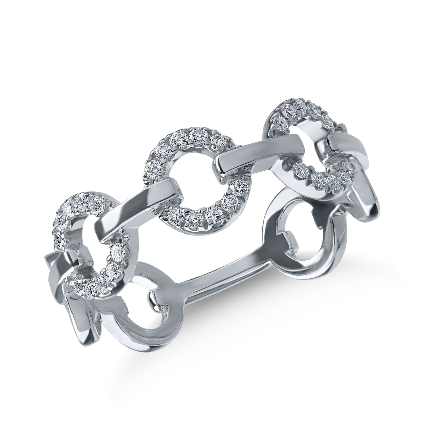 White gold microsetting links ring with 0.15ct diamonds