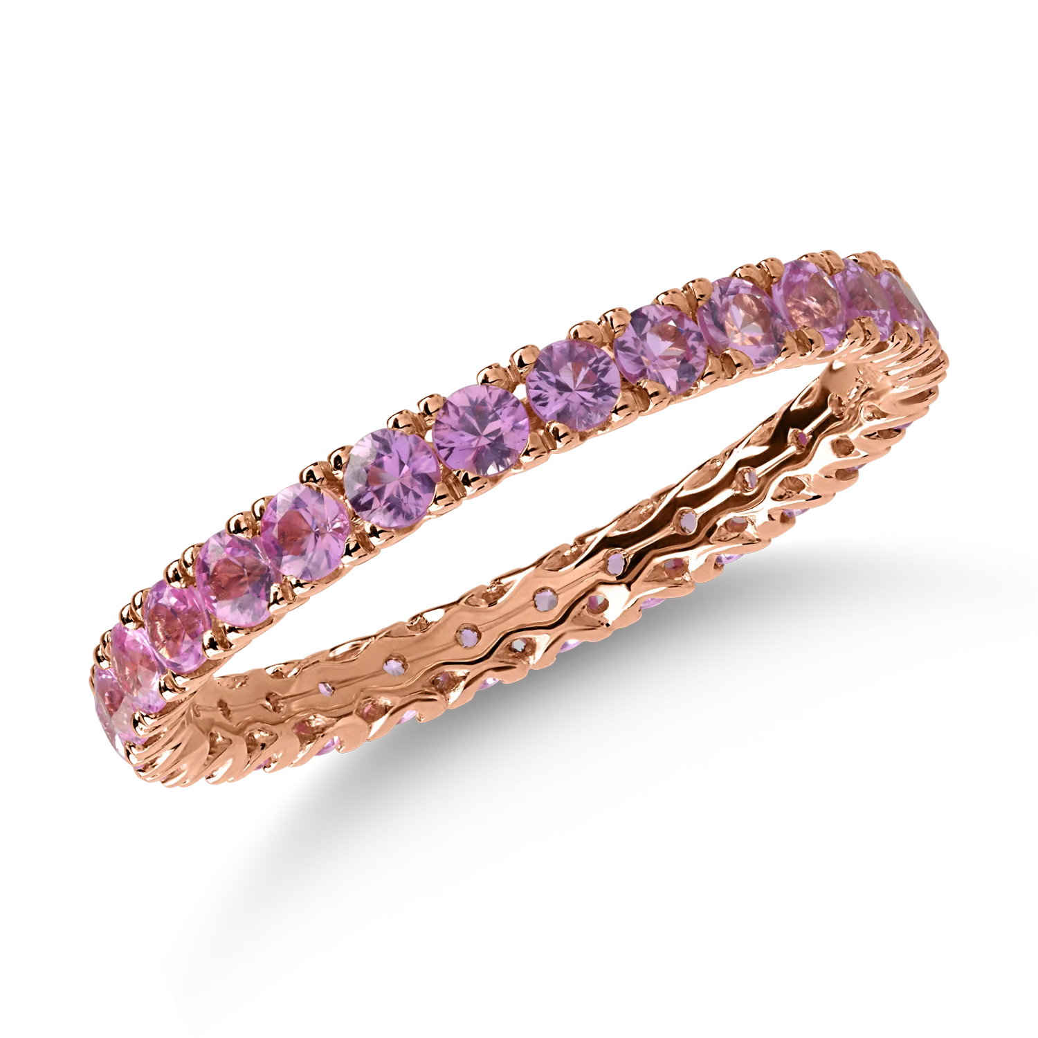 Eternity ring in rose gold with 1.3ct rubies