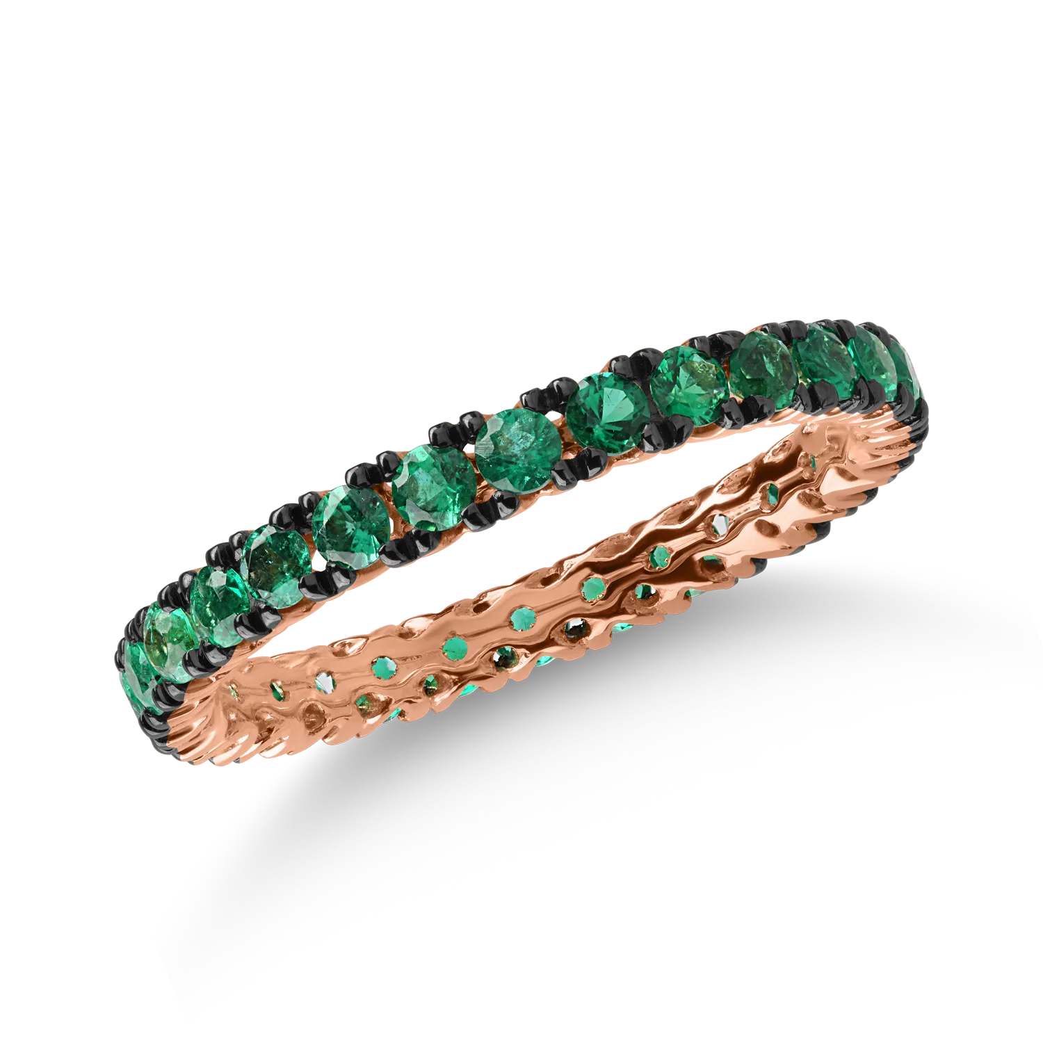 Eternity ring in rose gold with 0.9ct emeralds