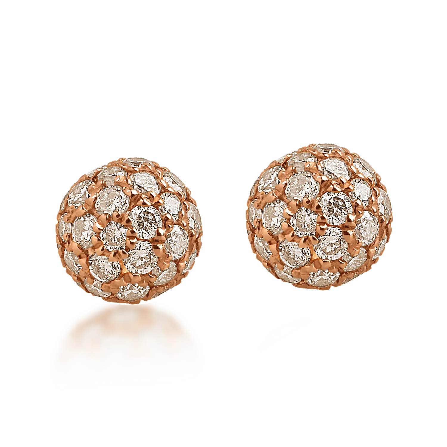 Кръгли обеци от розово злато с 0.53кт кафяви диаманти