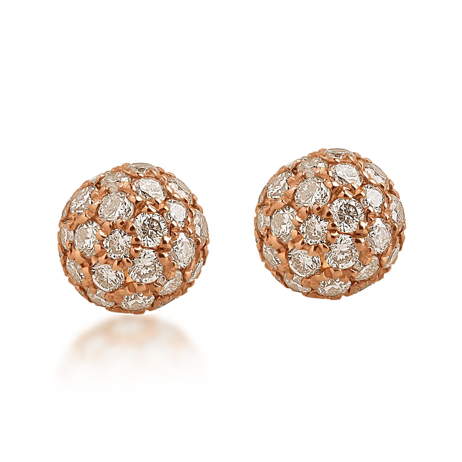 Cercei rotunzi din aur roz cu diamante maro de 0.53ct