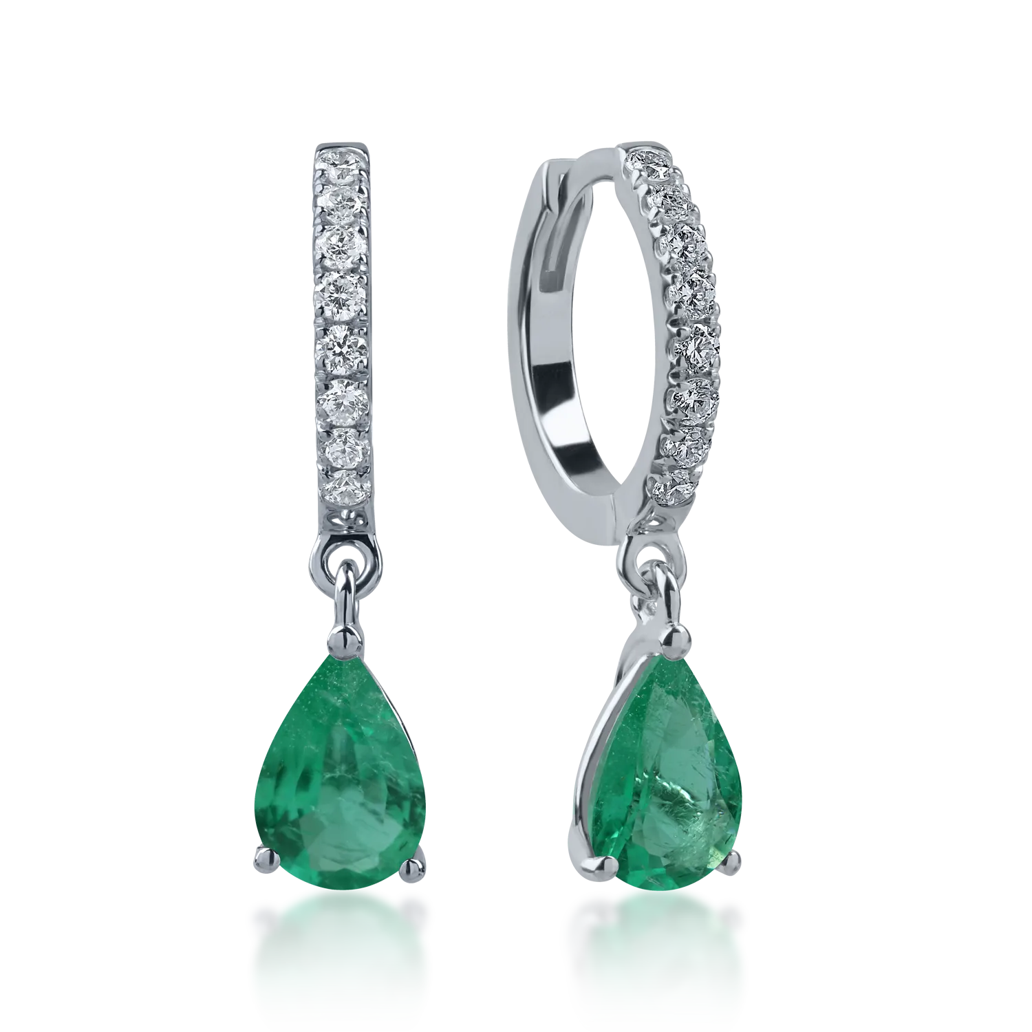White gold hoop earrings with 0.7ct emeralds and 0.1ct diamonds