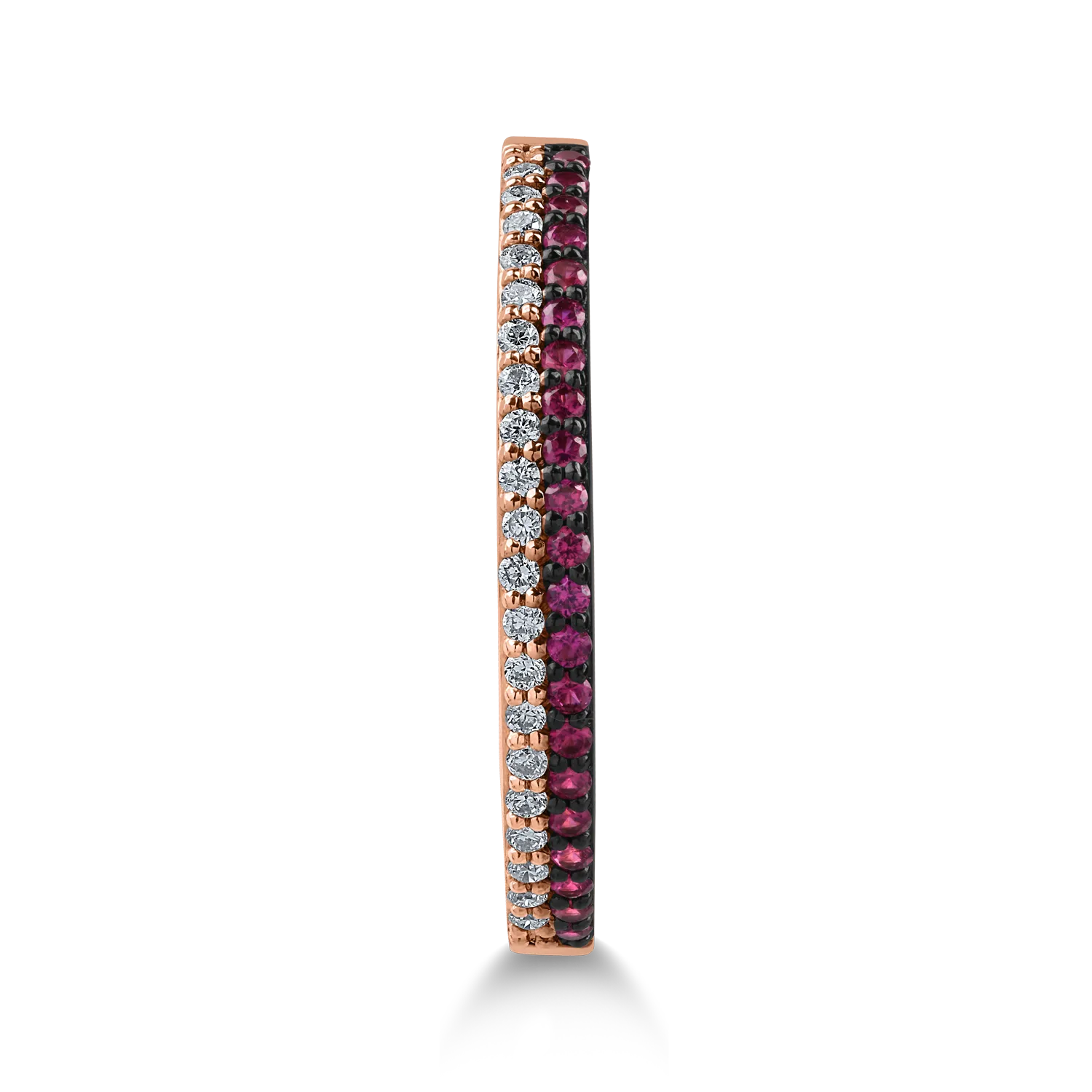 Half eternity ring in rose gold with 0.12ct rubies and 0.1ct diamonds