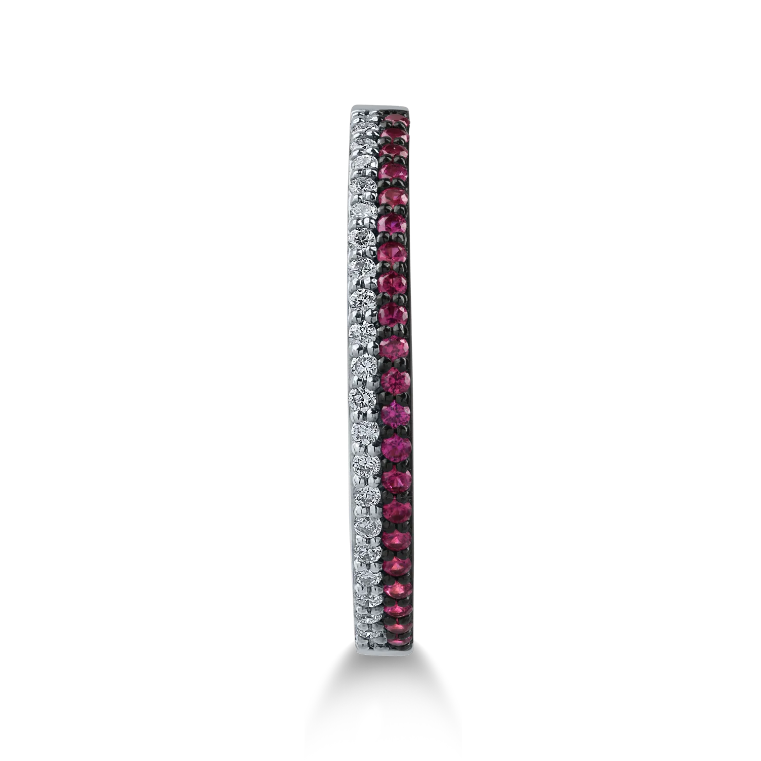 Inel semi eternity din aur alb cu rubine de 0.12ct si diamante de 0.1ct