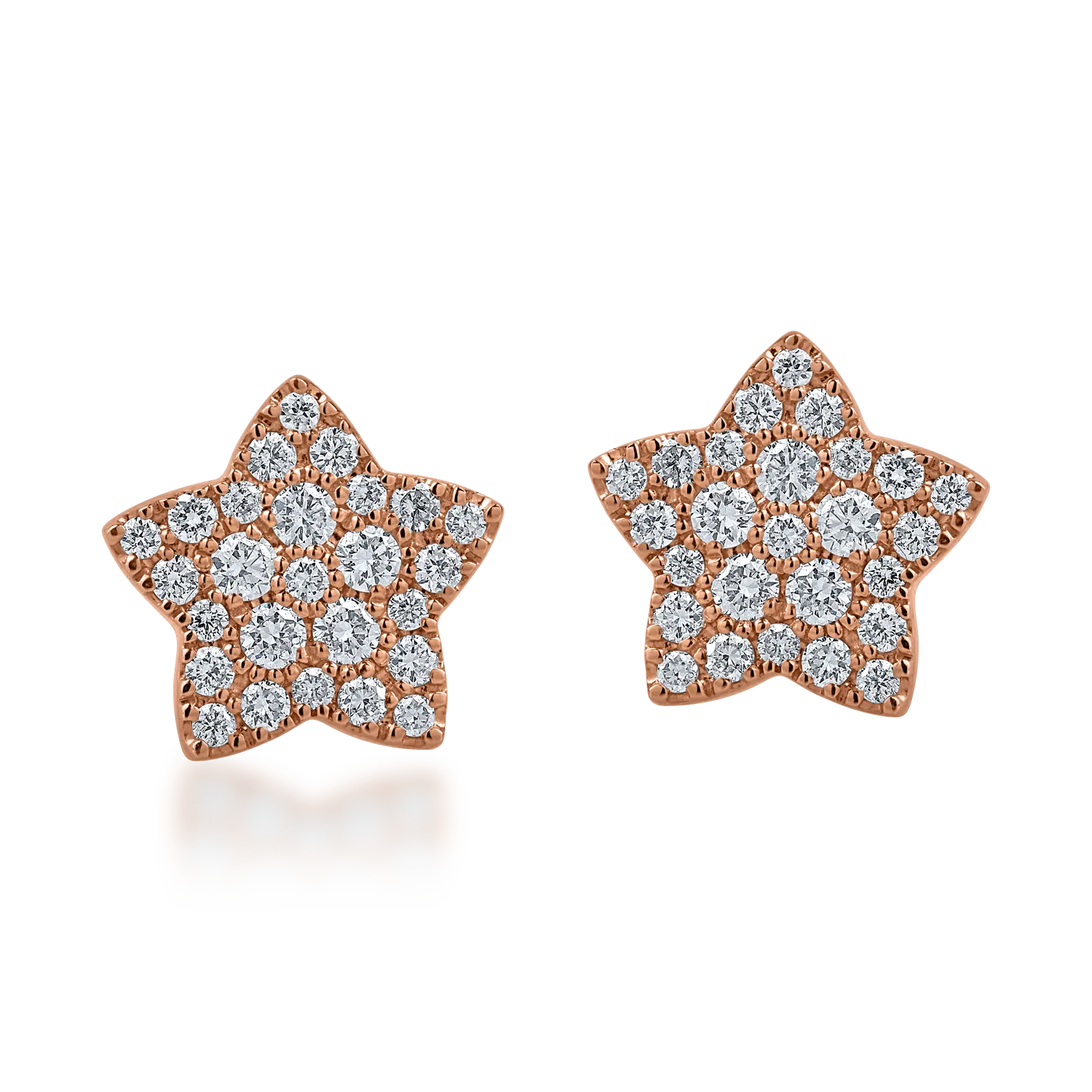 Kolczyki gwiazdki z różowego złota z diamentami o masie 0.44ct