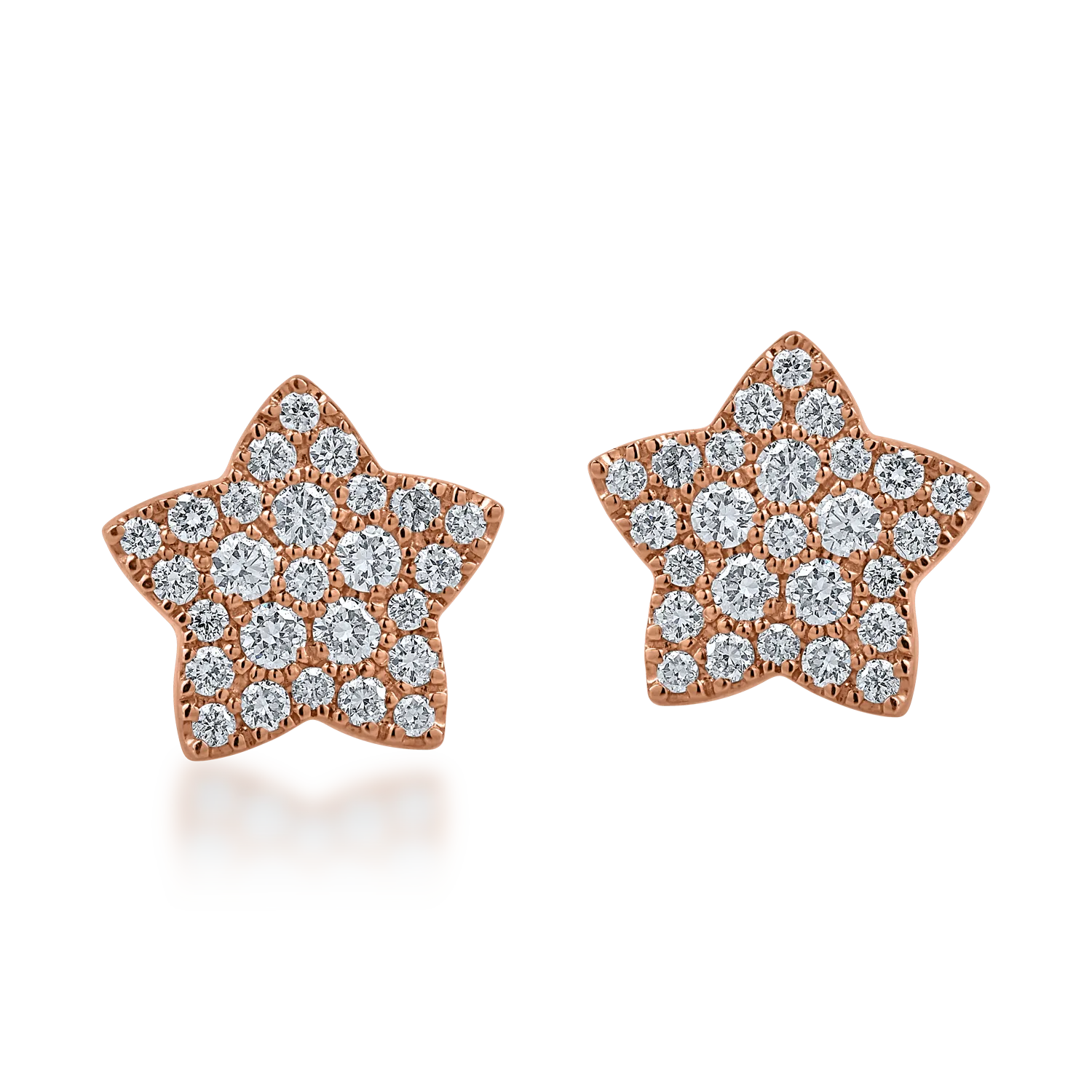 Cercei stelute din aur roz cu diamante de 0.44ct-171880