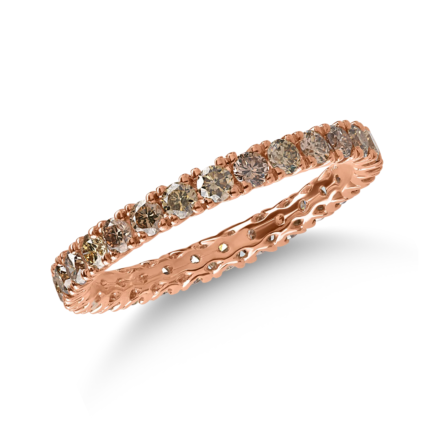 Örökkévalóság gyűrű rózsaszín aranyból 1.08ct barna gyémántokkal