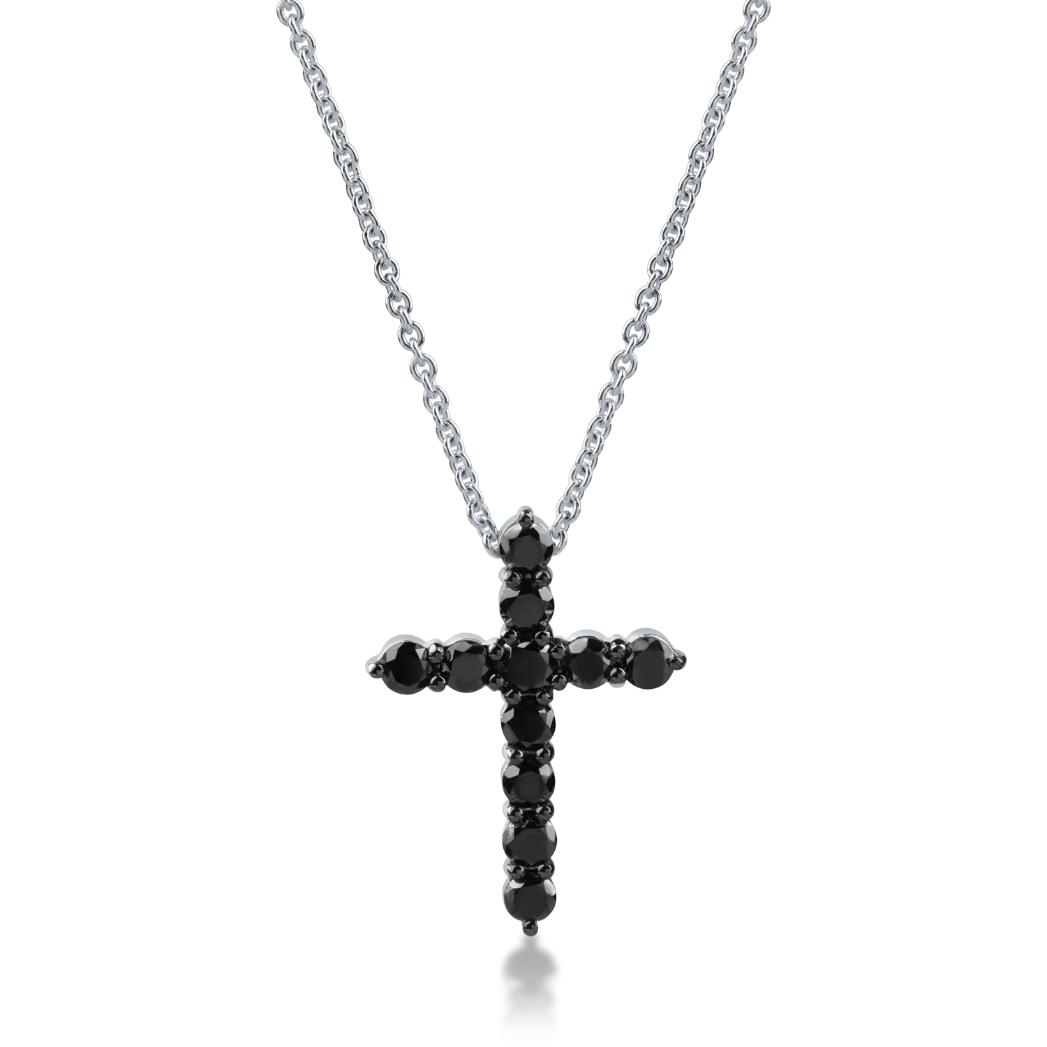 Fehérarany keresztes medál nyaklánc 0.96ct fekete gyémántokkal-171901