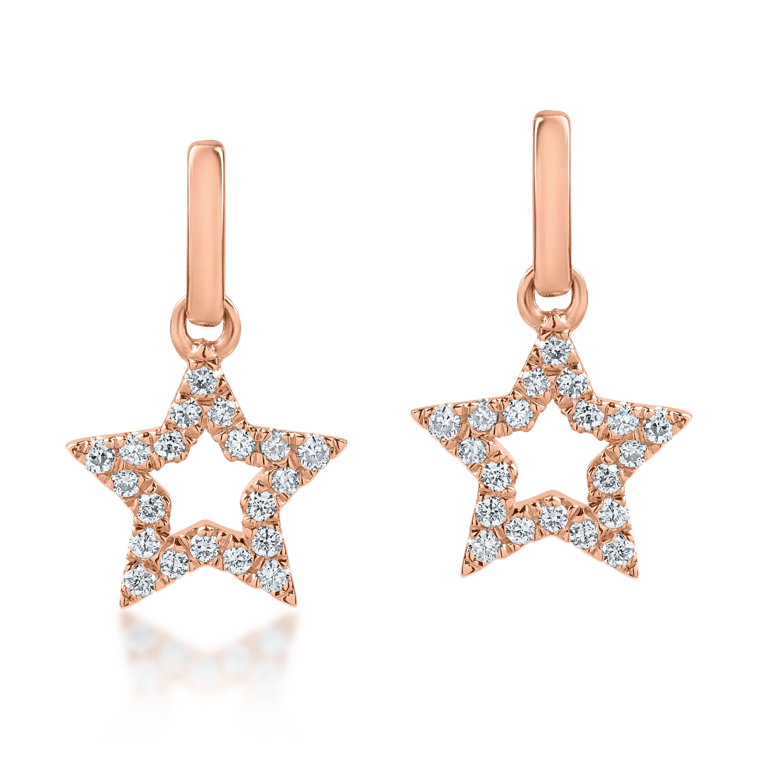 Rose gold star earrings with 0.12ct diamonds