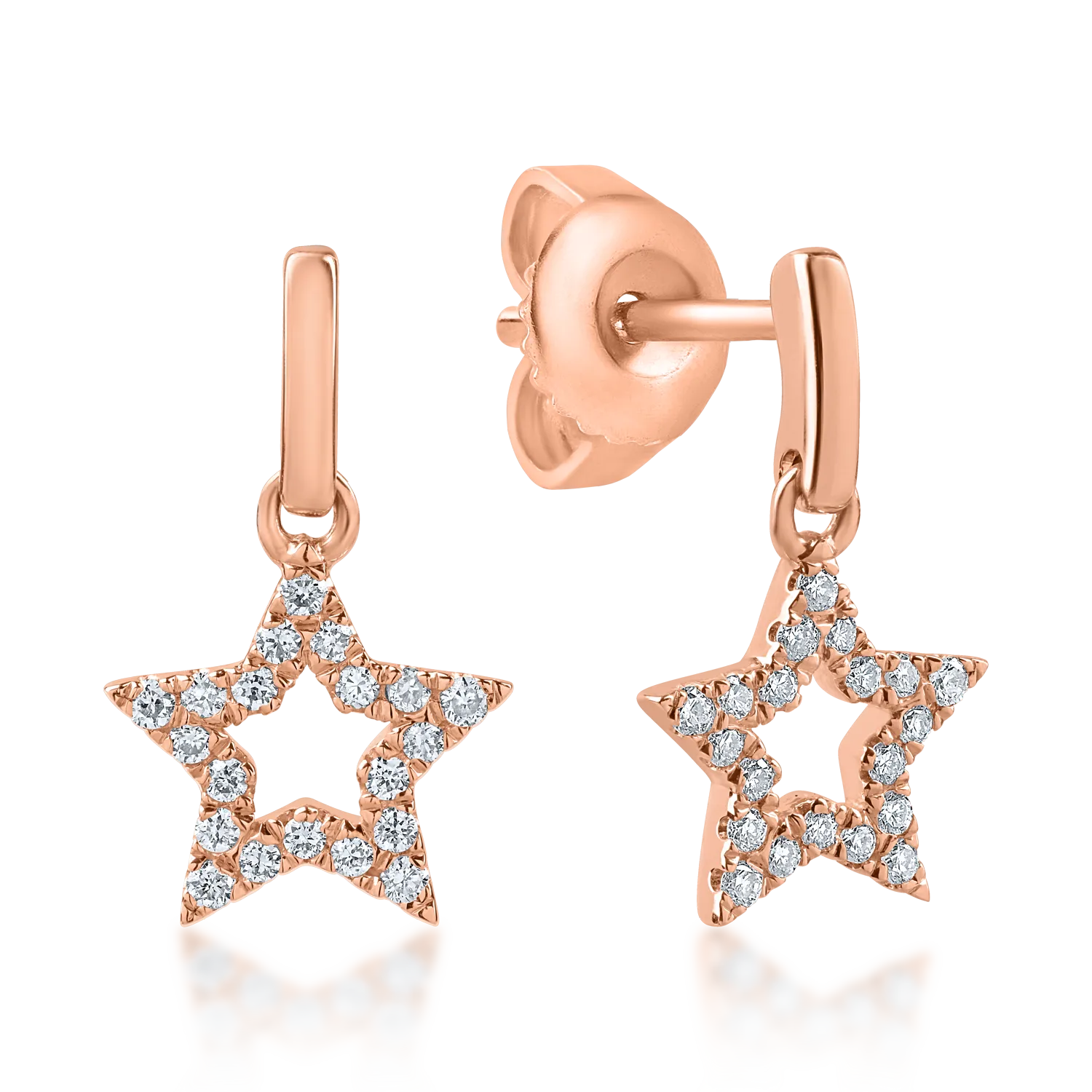 Rose gold star earrings with 0.12ct diamonds